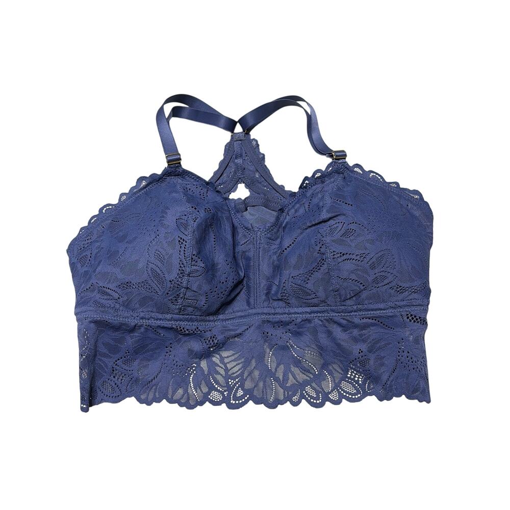 Aerie Navy Lace Cross Back Cut-out Bralette size XL NWOT